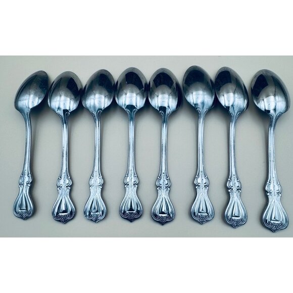 Set Of 8 Towle OLD COLONIAL 18/10 Stainless Place Oval Soup Spoons - Picture 5 of 6